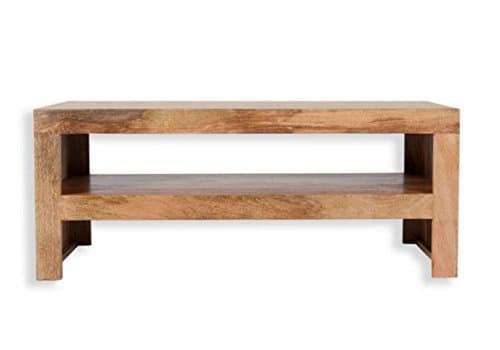 Petite Mango Wood Cube Coffee Table - Perfect Coffee Tables For Any Hallway, Living Rooms, Dining Room, Conservatory and Bedroom featuring a Natural Rustic Style