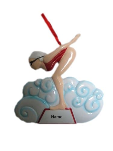 Personalized Swimmer Girl Christmas Holiday Gift Expertly Handwritten Ornament