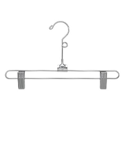 Pant and Skirt Hanger in Chrome 12 Inches with Metal Clips - Pack of 100
