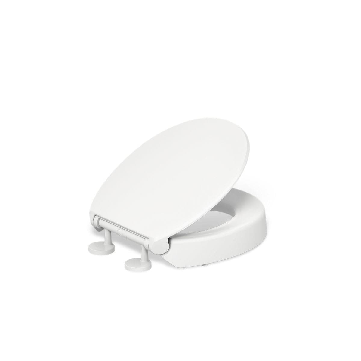 KOHLER 25876-0 Hyten 3" Height, Elevated Soft Close Round Toilet Seat, Contoured Seat with Grip-Tight Bumpers, Quick-Attach Hardware, White