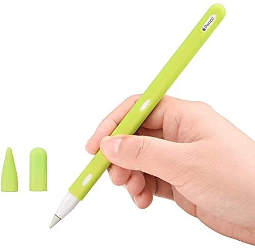 Teyomi Silicone Case Sleeve Holder Grip for Apple Pencil 2nd Generation, Protective Accessories with Nib Cover (2 Pieces), Shockproof, Anti-Scratch(Green)