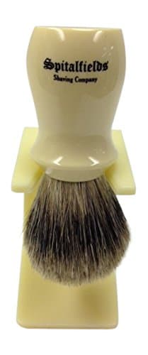 100% Pure Badger Bristle with Ivory Resin Handle Shaving Brush and Free Acrylic Stand - Brick Lane - Ivory