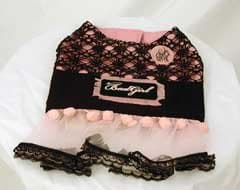 "Bad Girl" Diva Dog Dress with Tutu Skirt (Pink and Black, XSmall)