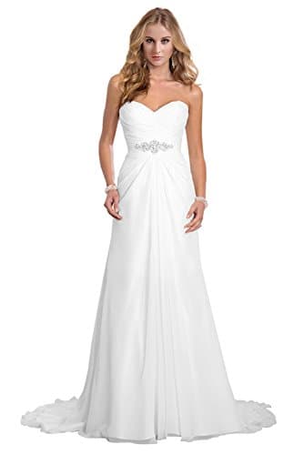 Dreambridal Simple A Line Chiffon Bride Wedding Dresses White US 22W
