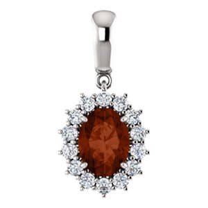 14K White Gold 14K Yellow Gold Mozambique Garnet & 1/3 ctw Diamond Pendant