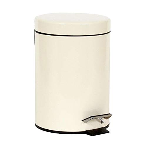 Crystals Small Pedal Bin with Lid-3 Litre Bathroom Bin for Rubbish and Waste-Stainless Steel Toilet Bin with Removable Inner Plastic Bucket-Ideal Size for Bedroom Bathroom Toilet Waste (Cream)