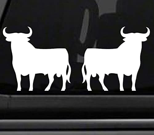 Two Pack - Spanish Osborne Bull Torro - Vinyl car Truck Racing Sticker Decal (White)