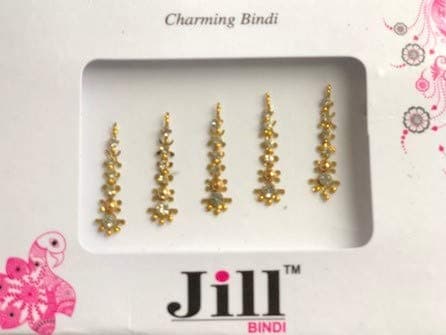 Long Indian Traditional Gold Bindi Tattoo By Zenia Creation