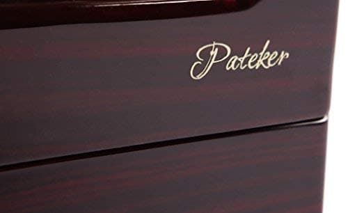 Pateker Ebony Wood Finish Single Watch Winder, White Leather Display Box Case [100% Handmade]