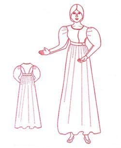 1825-1830 Day Dress Pattern (Sizes 2-30)