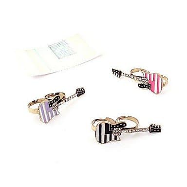 Retro Enamel Diamond Guitar Double Finger Ring Fashion Rings