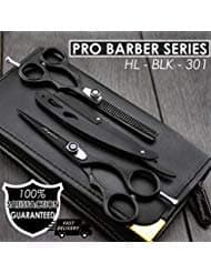 Barber/Professional Style Hair Cutting,Thinning Scissors Shears Set With Shavette Men's Shaving Razor In Stainless Steel (No Blades Included). Comes with The Leather Pouch.