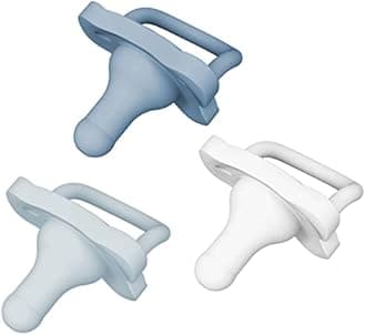 Dr. Brown's Anti-Colic Breast to Bottle Feeding Set with Slow Flow Nipples, Travel Caps & HappyPaci 100% Silicone Pacifier 0-6m, BPA Free, White, Blue, Light Blue, 3 Count (Pack of 1)