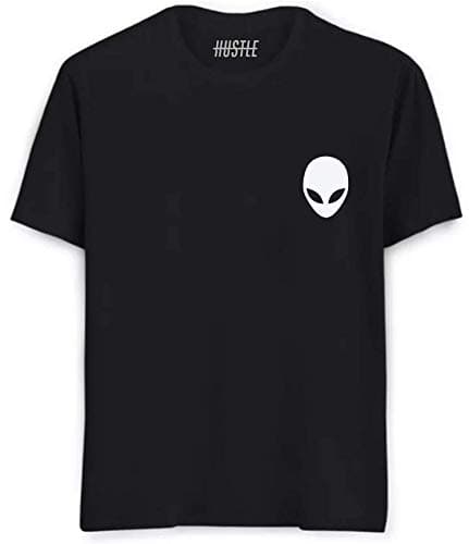 Hustle BustleAlien face Printed t-Shirt for Girls and Women Graphic Printed Slogan t-Shirt Half Sleeves Black t-Shirt