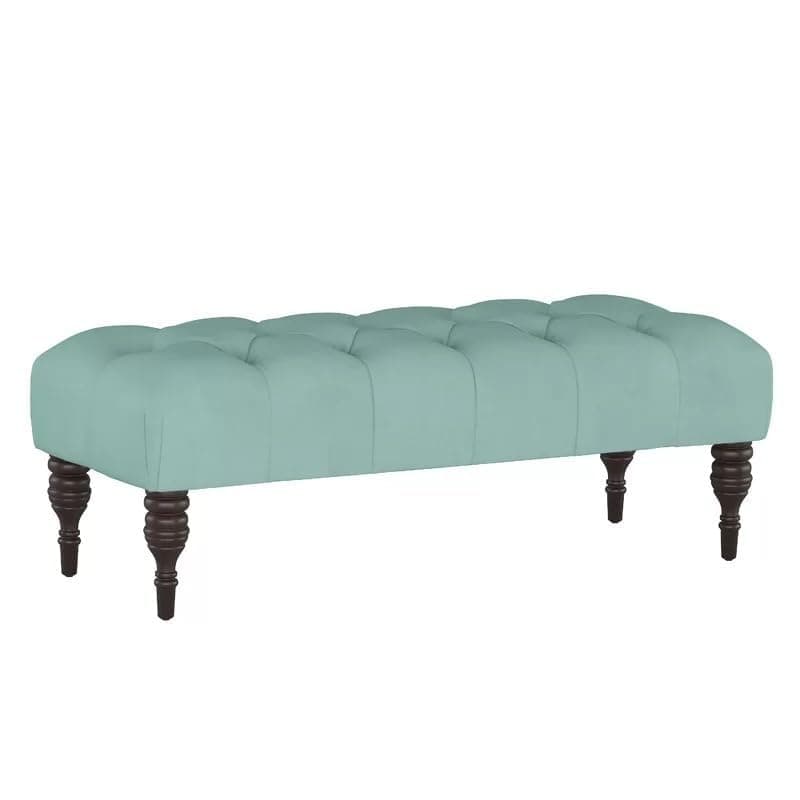 Storage Zeno Ottoman with Hidden Compartment, Rectangular 2 Seater Ottoman, Living Room Furniture, Storage Ottomans for Office, Bedroom, Living Room (Ivory) (Light Blue Velvet)