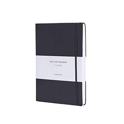 Enlightenment Planner | Dated 2022 Planner | Personal Life Journal | Meditation Organizer | Check List – 7 x 10-inch PU Leather Cover – Flexible Binder – Self-Reflection Journal - Black