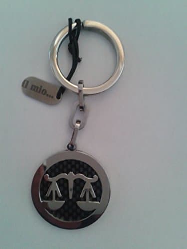 Zodiac Star Sign Keyring – Scales – Satin Steel Black My – Worked To The Cartridge – WITH BOX – Made in Italy