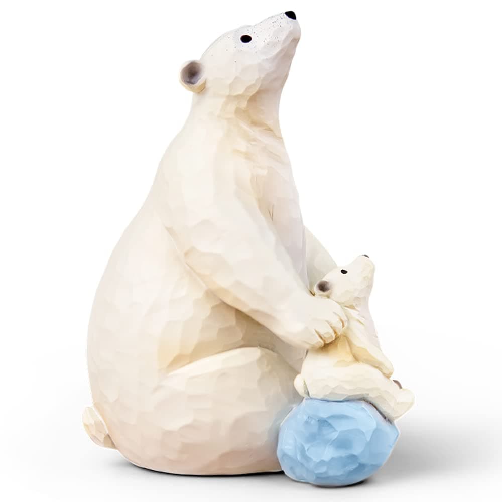 Dad and Daughter Son Figurine, Polar Bear Figurine Keepsake Father s Day Gift for Daddy, Mom and Daughter Son Figurines Birthday Anniversary (I Love You to The Moon and Back)