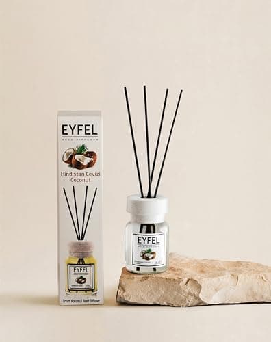 EYFEL Reed Diffusers for Home – Coconut Reed Diffuser Set 4.05 fl oz Oil Diffuser Sticks, Bathroom Diffuser, Oil Reed Diffuser, Scented Sticks, Oil Diffuser Sticks, Reed Diffuser for Bathroom
