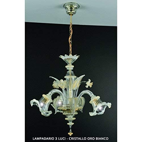 Veneziano Murano chandelier crystal gold striped processing