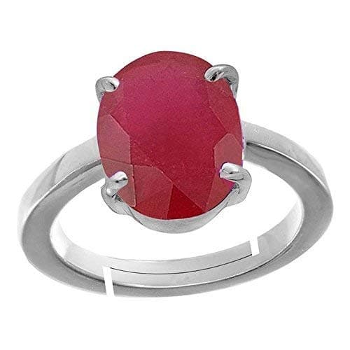 LMDLACHAMA Certified Unheated Untreatet 5.25 Ratti AA++ Quality Natural Burma Ruby Manik Gemstone Silver Ring for Women's and Men's