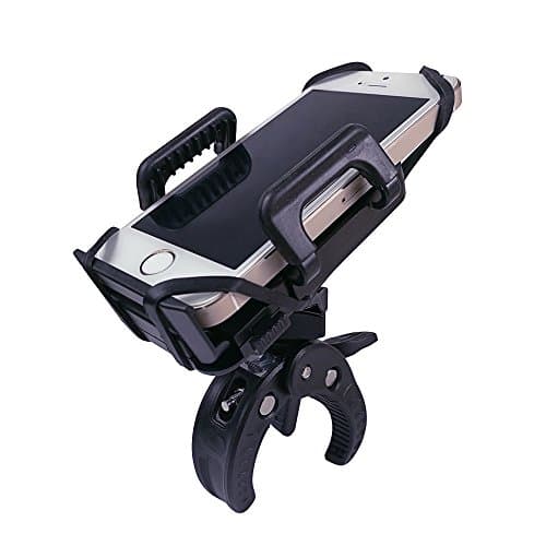 GMpart Bike Phone Mount Bicycle Holder, Universal Cradle Clamp for iOS Android Smartphone GPS other Devices, with One-button Released, 360 Degrees Rotatable, Rubber Strap （black）