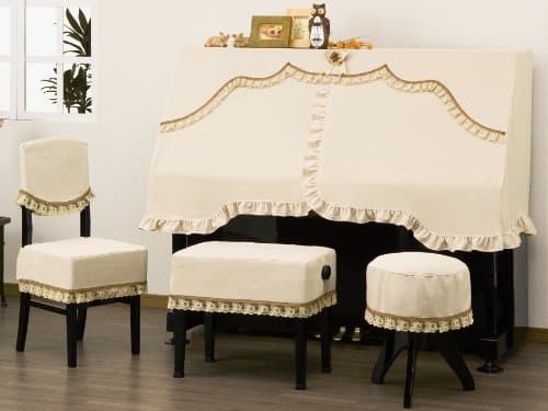 Piano Cover (Half Size) Knit Fabric (Beige) Made in Japan