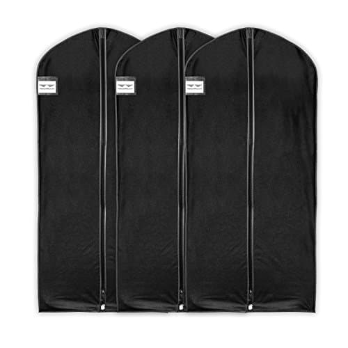 HangerMaster Dress/Coat Garment Covers 137cm (54") Black Breathable Protective Case & Bag - 3 Pack (Black)