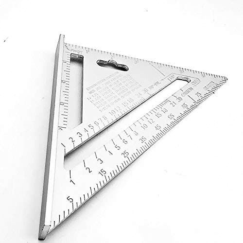DeoDap Aluminium Alloy Rafter Square 7-Inch Length Metric Inch Triangle Ruler Measurement Hand Tools (Silver)
