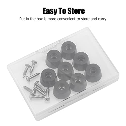 Cutting Board Feet, 8-Pack Non-Slip Soft Rubber Feet Bumpers Kit with Screws and Built-in Stainless Steel Washers for Furniture and Appliances, 0.83" W x 0.39" H Black Ancable