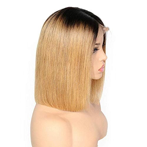 Ombre Color 1B/27 Honey Blonde Lace Front Wigs Human Hair For Women Short Bob Lace Front Human Hair Wigs Pre Plucked 150% Density 12Inch