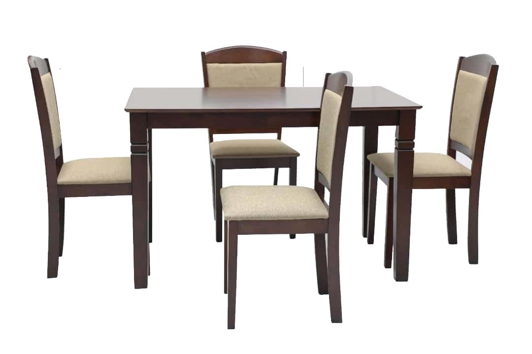 Wooden Dining Set Modern Design 4-Seater Comfortable Chairs and Table 1+4 | Cushion Seat | VICTORIA OAK Color