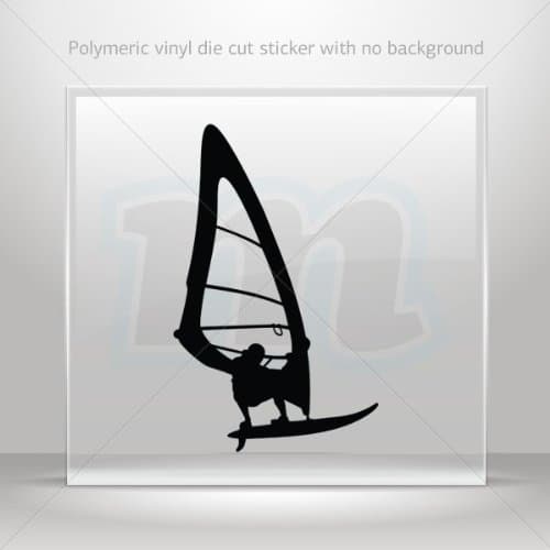 Decals Stickers Wind surfer Speed car helmet window bike Garage door 6 X 3.7 Inches Black 0602 ZK3X5