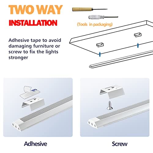 MYPLUS LED Under Cabinet Lighting, 6pcs 12inch Led Light Bar Kit with Warm White 1260 Lumen, 14W, LED Kitchen Counter Light Plug in for Kitchen Cabinet, Counter, Closet, Shelves, Desk