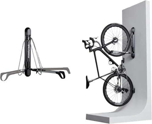 Bike Rack for Mountain Bikes - The Original Wall Mounted Vertical Bike Storage - Fits Wide Tires - Space Saving Pivot Design - Heavy-Duty Steel Rack for Indoor Garage, Apartment or Home Use