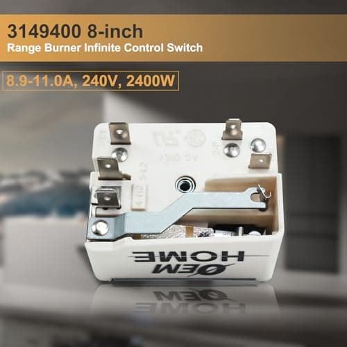Range Switch 3149400 Surface Burner Control Switch Replacement Parts: WP3149400, 3149400, AP3095444, 2786, 310180, 311846, 311858, 311859, 314140, 3148954, AH336989, EA336989, PS336989