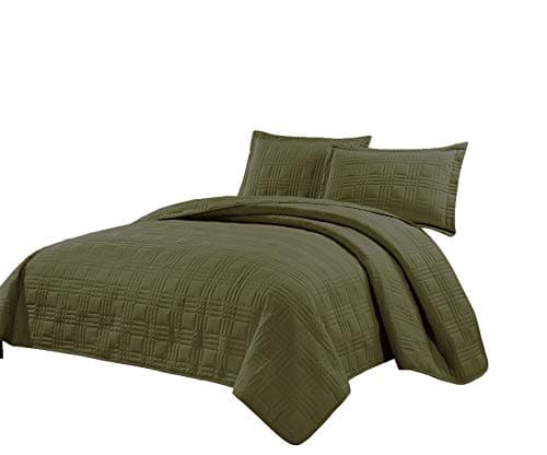 Fancy Collection 3pc Oversize Quilted Bedspread Coverlet Set Geo (Sage Green, Full/Queen)