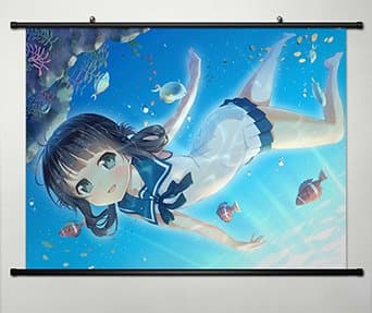 Home Decor Anime Nagi no Asukara Wall Scroll Poster Fabric Painting Hiradaira Chisaki 23.6 X 17.7 Inches -023