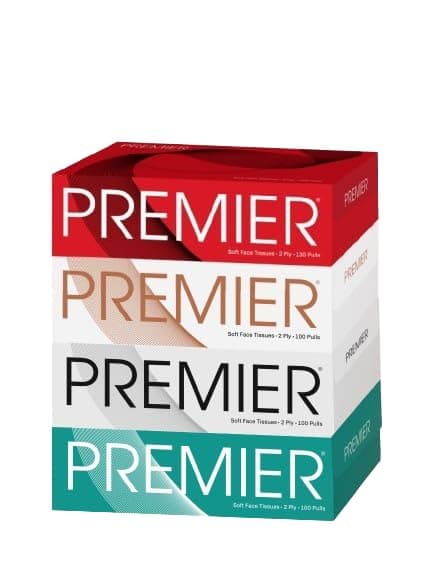 Premier Face Tissue Papers Box 100 Pulls 2Ply (Pack of 4) [Total- 400 Pulls, 800 Sheets] Soft & Absorbent Facial Tissues | Disposable Tissues for home, Car tissue box, Office tissue paper