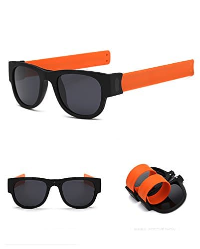 Polarized Sunglasses for Men Women Kids, Foldable Shades Silicone Frame with a Case for Swimming, Running, Cycling, Driving (Orange)