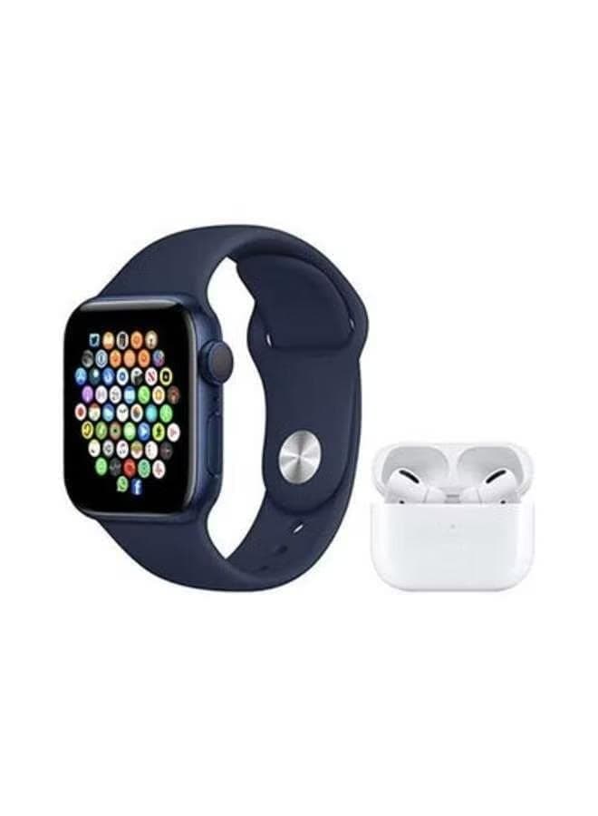 DetrendSmartwatch Hw22 Pro Max With Health Fitness Tracker And Earbuds Pro Blue/White