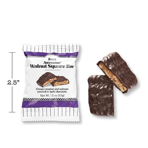 See's Candies 12 oz Awesome Walnut Square Bars (8 Individually Wrapped Bars)