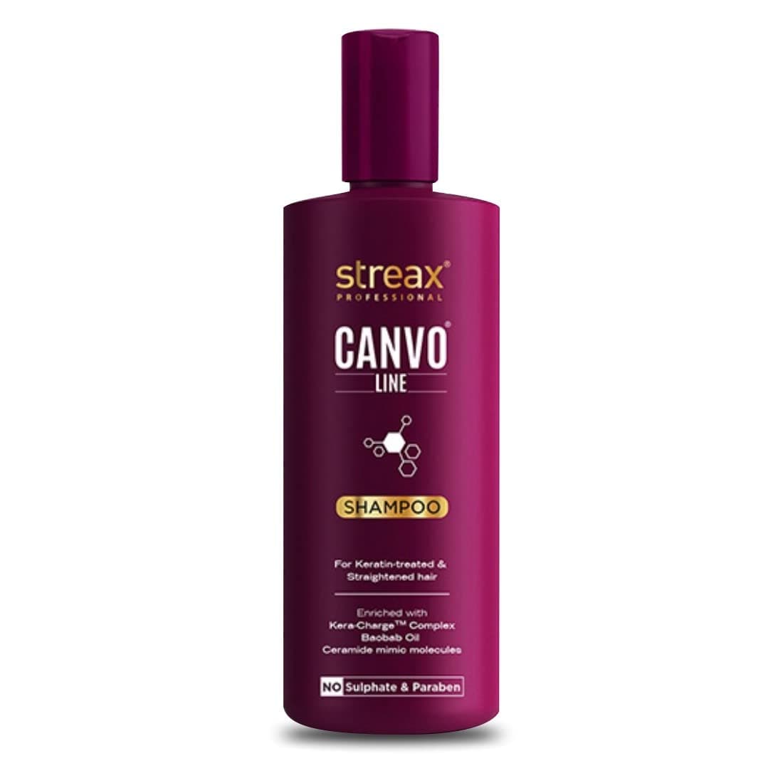 Streax Professional Canvoline Straightening Post Care Shampoo for Women | Chemically Treated hair - 250ml | Anti Frizz & Hair Breakage | Soft & Tangle Free Hair | Sulphate & Paraben free