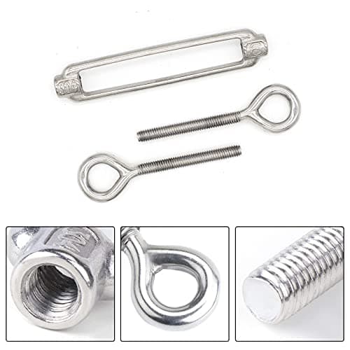 M6 Eye & Eye Turnbuckle, 304 Stainless Steel Turnbuckle Heavy Duty Wire Rope Tension 5 Pcs