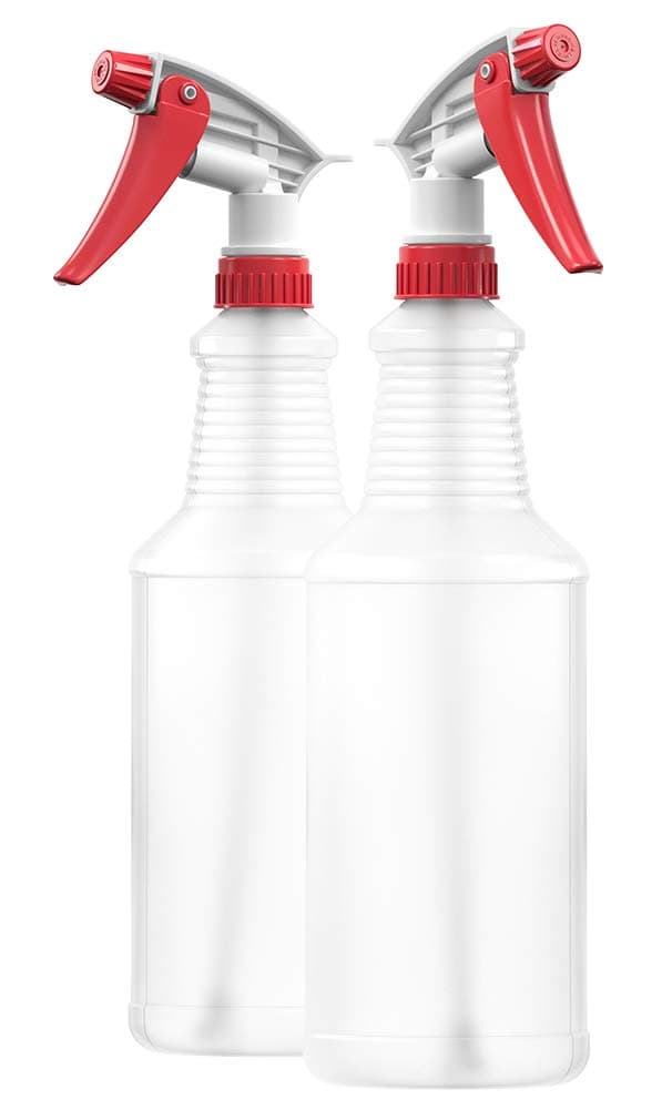 Empty Plastic Spray Bottles 32 oz, Chemical Resistant, Heavy Duty, Professional, Fully Adjustable Head Sprayer, Pack of 2