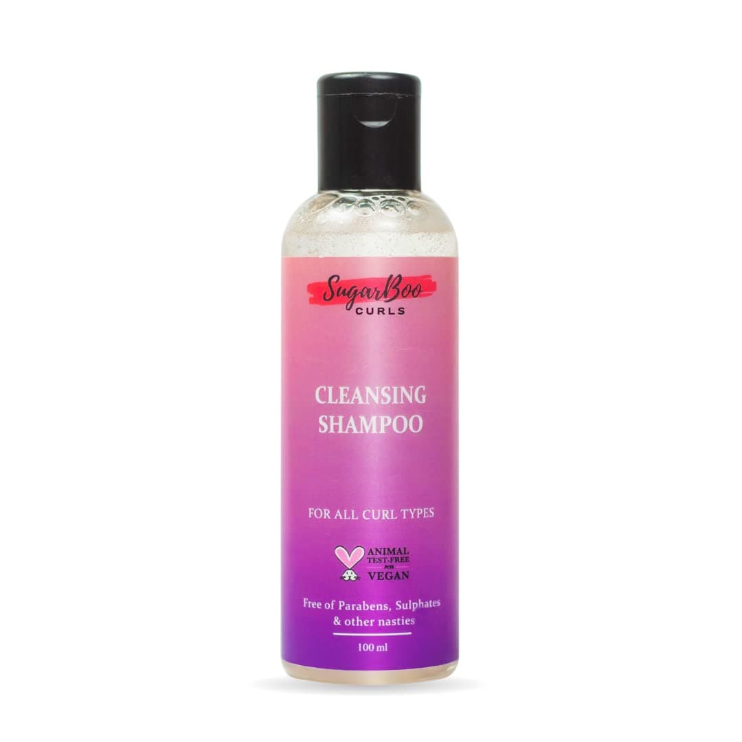 SugarBoo Curls Cleansing Shampoo (100ml) for Dry, Frizzy, Wavy, Curly Hair. Vegan & CG Friendly. No Parabens, Sulphates & Other Nasties