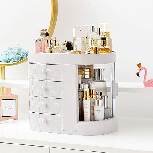 DLY Makeup Organizer Cosmetic Storage Display-Boxes - Modern Jewelry and Skin Care Products Rack with 3 Drawers,Cosmetic Storage for Dresser, Vanity and Countertop