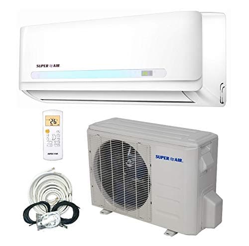 Superair 12000 BTU 19 SEER (1 TON) Ductless Mini Split System Inverter Air Conditioner with Heat Pump 110V - Full Set