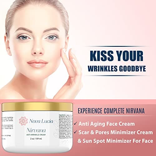 Nova Lucia Anti Wrinkle Cream For Face Anti Aging Face Cream Moisturizer Scar, Pores & Sunspot Minimizer For Face Collagen Booster Reduce Age Spots Day Night Use 2 oz