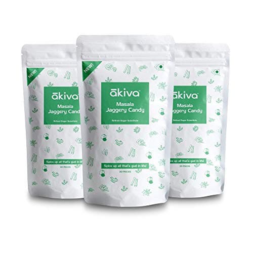 Kivalife Masala Jaggery Candies | Indian | Natural | Organic | No Preservatives Added | 100% Vegan | 20x8g Candies Per Pack - Pack of 1